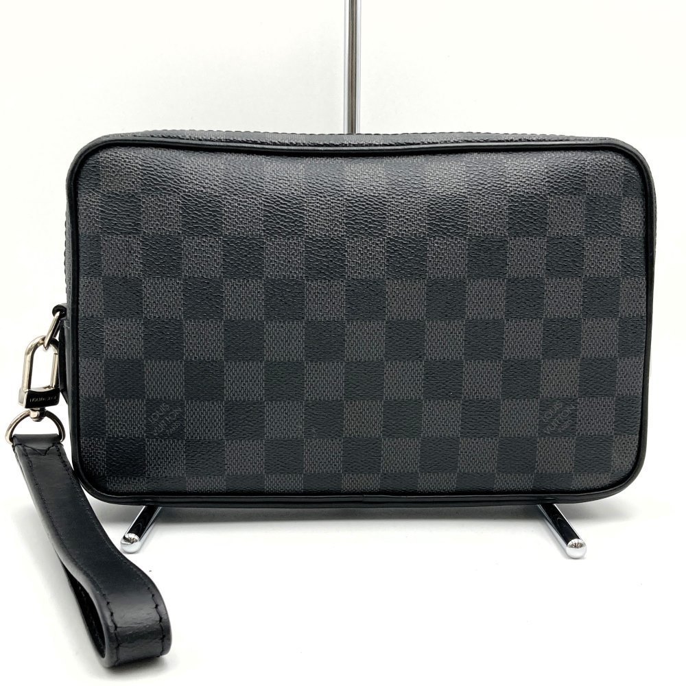 Louis Vuitton Clutch Black Bag Canvas Graphite Kasai Damier Pochette - Picture 1 of 10